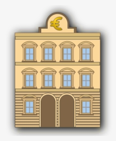 Bank Building With Euro Sign - Bank Building Clipart, HD Png Download, Free Download