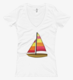Boat Emoji Png - Coffee V Neck T Shirts, Transparent Png, Free Download