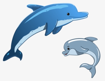 Clip Art Cartoon Dolphins - Whale And Dolphin Cartoon, HD Png Download, Free Download