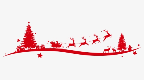 Christmas Scene - Christmas Santa And Sleigh Border, HD Png Download, Free Download