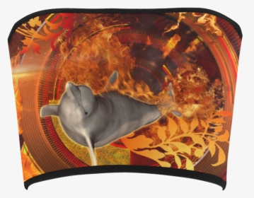 Funny Dolphin Jumping By A Fire Circle Bandeau Top - Tucuxi, HD Png Download, Free Download