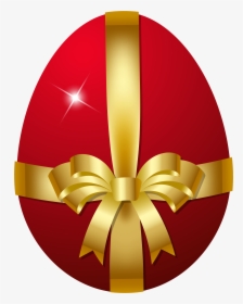 Red Easter Egg With Bow Png Clip Art Image - Red Easter Egg Clipart, Transparent Png, Free Download