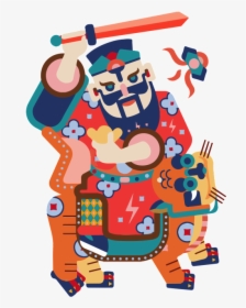 Cartoon Flat Gods Paper Cut Decorative - Chinese Culture Illustration, HD Png Download, Free Download