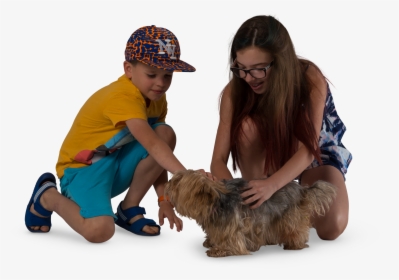 Kids Playing With Dog Png, Transparent Png, Free Download