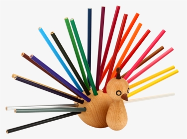 Wooden Peacock With Color Pencils, HD Png Download, Free Download