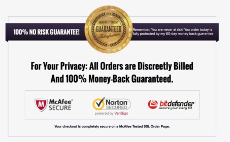 100% Satisfaction Guaranteed Or Money Back - Mcafee Secure, HD Png Download, Free Download