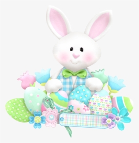 Easter Cute Bunny With Eggs Png Clipart - Coelhinho Da Pascoa Em Png, Transparent Png, Free Download