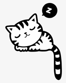 Sleeping Kitty Clip Arts - Sleeping Cat Clipart Black And White, HD Png Download, Free Download