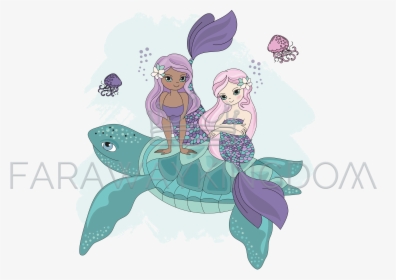 Mermaid With A Turtle, HD Png Download, Free Download