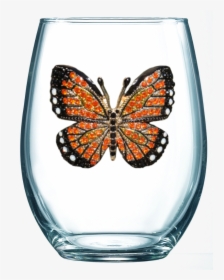 Monarch Butterfly, Stemless Glass"  Class= - Jeweled Stemless Wine Glasses, HD Png Download, Free Download