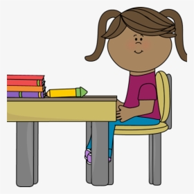 Student Working At Desk Clipart School Girl Sitting - Word Work Clip Art, HD Png Download, Free Download