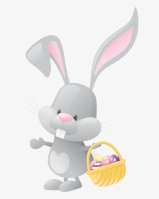 Easter Transparent Rabbit Basket With Bunny Clipart - Transparent Background Easter Bunny Transparent, HD Png Download, Free Download