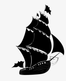 Sailing Ship Piracy Drawing - Transparent Pirate Ship Silhouette Png, Png Download, Free Download