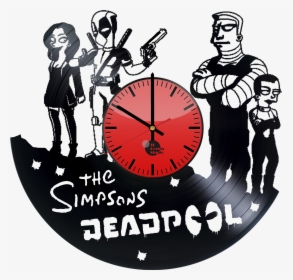 The Simpsons Deadpool Handmade Vinyl Record Wall Clock - Illustration, HD Png Download, Free Download