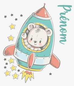 Transparent Nave Espacial Png - Cute Bear Flying Rocket, Png Download, Free Download