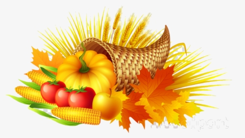 Cornucopia Thanksgiving Flower Sunflower Transparent - Cornucopia Clipart Transparent, HD Png Download, Free Download
