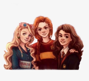 Girlpower Girl Ginny Ginnyweasley Luna Lunalovegood - Harry Potter Hermione Ginny And Luna, HD Png Download, Free Download