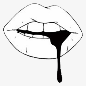 Mouth And Tongue Clipart Black And White - Easy Dripping Lips Drawing, HD Png Download, Free Download
