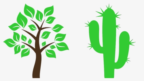Clipart Tree Cactus - Tree With Leaves Clipart, HD Png Download, Free Download