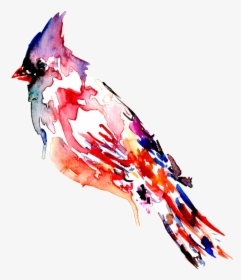#cardinal #bird #art #birdart #rainbow #freetoedit - Abstract Watercolor Cardinal, HD Png Download, Free Download