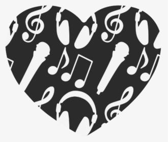 Music Notes Treble Clef Microphone Headphones Heart-shaped - Heart, HD Png Download, Free Download
