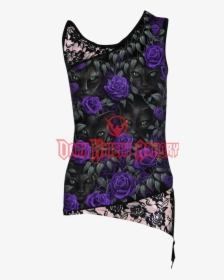 Purple & Black Lace Tank Top , Png Download - Lace Top Black And Purple, Transparent Png, Free Download