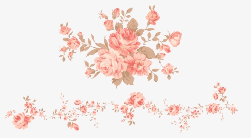 Peach Flower Border Png , Png Download - Pink Flower Watercolor Png, Transparent Png, Free Download