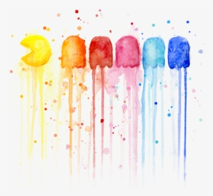 Click And Drag To Re-position The Image, If Desired - Pacman Watercolor Rainbow, HD Png Download, Free Download
