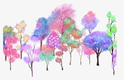 #trees #fairytrees #colorful #rainbow #watercolor #woods - Unicorn Trees, HD Png Download, Free Download