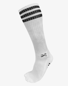 Tall White Classic Stripe Socks- 3 Stripe Black - Hockey Sock, HD Png Download, Free Download