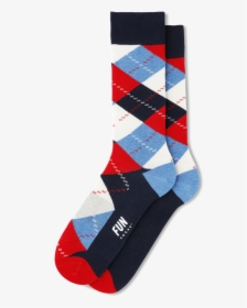 Mens Colorful Blue White Red Black Argyle Socks - Blue And Red Argyle Socks, HD Png Download, Free Download