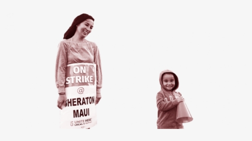 Woman And Child At Unite Here Picket Lines In Hawaii - Girl, HD Png Download, Free Download
