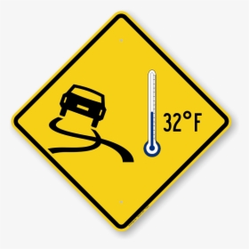 Clip Art Icy Thermometer - Warning Sign Road Slippery, HD Png Download, Free Download
