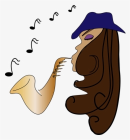 Jazz, Musician, Saxophone, Female, Music, Instrument - Jazz Cartoon Png, Transparent Png, Free Download