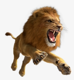 Computer Simulator Escape Hunter Leaping Tiger Lion - Lion Png, Transparent Png, Free Download