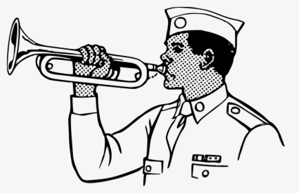 Young Man Playing On A Bugle - Bugle Player Clipart, HD Png Download, Free Download