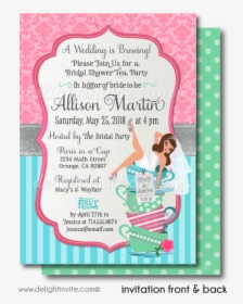 Retro Pin Up Bridal Shower Tea Party Invitations - Vintage Retro Tea Party Invitation, HD Png Download, Free Download