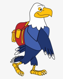 Eagle With Backpack - Cartoon, HD Png Download, Free Download