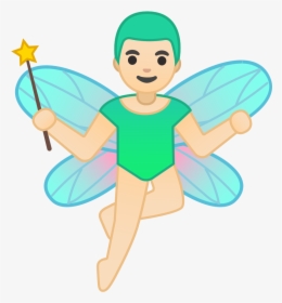 Man Fairy Light Skin Tone Icon - Fairy Cartoon Man, HD Png Download, Free Download