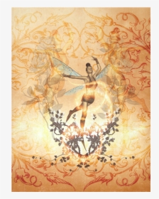 Beautiful Fairy With Wonderful Roses Cotton Linen Wall - Motif, HD Png Download, Free Download