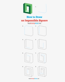Penrose Triangle Png -how To Draw Impossible Square - Beginner Easy Op Art Step By Step, Transparent Png, Free Download