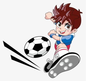 Player Play Football Goalkeeper Boys Free Hq Image - Cartoon Kids Playing Soccer Png, Transparent Png, Free Download