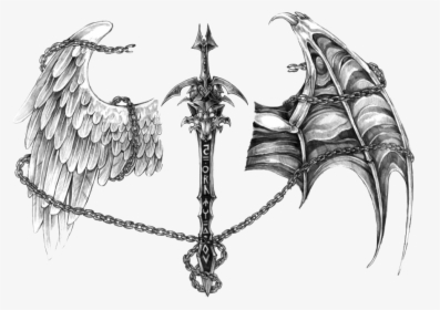 Tattoo Devil Demon Drawing Angel Free Transparent Image - Angel And Devil Wings, HD Png Download, Free Download