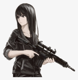 Sad Anime Girl Gun Png Download Anime Girl Holding Gun Transparent Png Kindpng