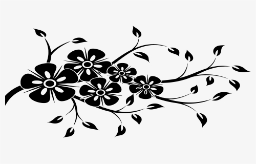Art,symmetry,monochrome Photography - Flower Branch Silhouette Png, Transparent Png, Free Download