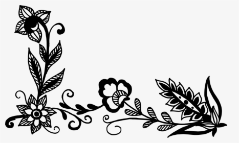 Corner Black White Flowers, HD Png Download, Free Download