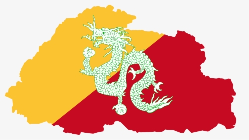 Flag Map Of Bhutan - Bhutan Map And Flag, HD Png Download, Free Download