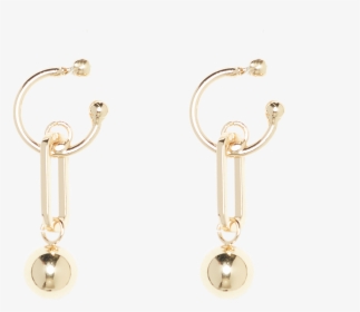Hoop Ball Drop Earring In Colour Gold Earth - Earrings, HD Png Download, Free Download