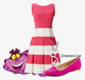 Alice In Wonderland, Cat, And Cheshire Image - Kate Spade Pink And White Dress, HD Png Download, Free Download