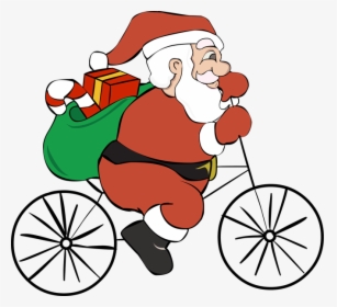 Santa On Bike Png Clipart , Png Download - Santa On Bicycle Clipart, Transparent Png, Free Download